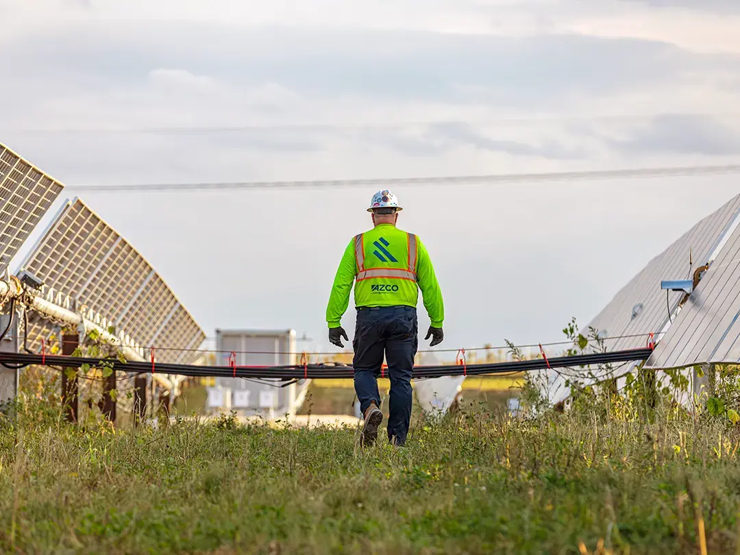 worker on solar construction site